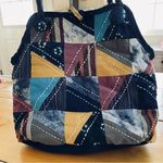 Handmade Japanese Patchwork Tote Bag 100% Cotton Navy Blue Photo 3