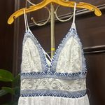 Soiéblu Soieblu White Maxi Dress with Blue Accents summer spaghetti strap Photo 3