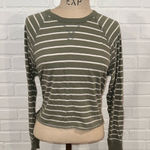 Aerie  Olive Cropped Striped Long Sleeve Tee Photo 0