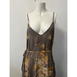 Lulus  feeling freesia grey floral print thigh high slit strappy maxi dress , M Photo 5