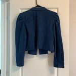 Puff shoulder jean cropped blazer Blue Size XL Photo 2