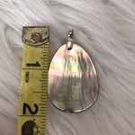 Sterling Silver Vintage Mother of Pearl slice pendant with 925  pendant bail Flaw Photo 5