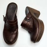 Born Womens Wenonah Platform Brown Leather Buckle Studded Mule Clogs S Photo 0