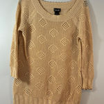 Rafaella Open Knit Crochet Cotton Blend Tan Scalloped Edge Tunic Swim Coverup L Photo 0