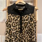 Buttons Leopard Print High Low Sleeveless Dress with Photo 3