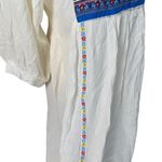 Umgee White Blue Gauzy Boho Tunic Dress Small Peasant Bohemian Southwestern Photo 2