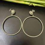 FAS 925 Sterling Silver Pave Crystal Round Hoop Earrings 5g. Photo 0