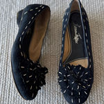 Vintage Ramon Tenza Black White Suede Leather Floral Ballet Flat Dress Shoes 6 Photo 0