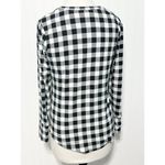 Cynthia Rowley  Plaid Checkered Top Long Sleeve Snaps‎ Black White Women’s Small Photo 3