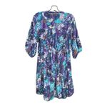 Rebecca Taylor Silk Purple Blue Floral 3/4 Sleeve Peasant Dress Size 4 Photo 1