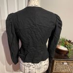 Vintage Wool 100% Norgail LTD New York Embroidered Asymmetric Wrap  Puffy Poplin Sleeve Winter warm Crop blazer cover light weight fall Work Photo 4