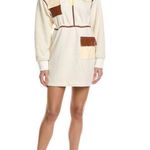 STAUD Timber Dress Fleece Long Sleeve Sporty Preppy Cream Tan Yellow sz Medium White Photo 0