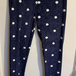 Navy Blue White Polka Dot Leggings Women's Lounge Pants Cozy Soft Size Medium Photo 0