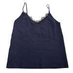 ZARA  Tank Top Womens Medium‎ Blue Black Lace Trim Knit Camisole Photo 2