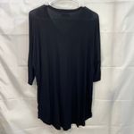 Michael Lauren women's black ribbed Amos oversized Henley cropped sleeve shirt S Photo 6