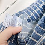 American Eagle • Stretch Highest Waist Mom Shorts blue railroad stripe tie waist Photo 6