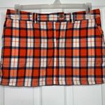 Olde School Skirt Reversible Plaid Navy Blue Y2K Preppy Boho Academia Mini Sz 10 Orange Photo 0