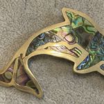 Vintage Alpaca Mexico Silver Abalone Dolphin Pin Brooch Photo 2