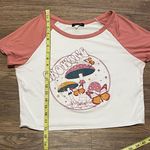 Ruby & Lace & Lace Cropped Short Sleeve Shirt Growing Mushroom Butterfly White Mauve XL Photo 7