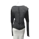 POL Women's Black Ribbed Knit Button V-neck Long Sleeve Shirt Sweater Top Size S Photo 3