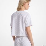 Michael Kors NWT Logo Jacquard Terry Shirt SMALL White Textured Short Sleeve Tee Photo 2