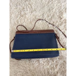 Esprit Vintage y2k 80' Navy Blue Leather Crossbody Shoulder Bag With Brown Trim Photo 9