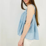 TALULAH  cottagecore coastal pinstripe babydoll tank top sky blue size M Photo 2