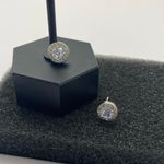 925 Silver Plated CZ Cubic Zirconia Stud Earrings for Men Women,Unisex Punk Hip Hop Earrings Photo 4