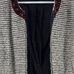 Chico's Black and White Striped Jacket Red beaded Accents open front L 12 office Photo 0