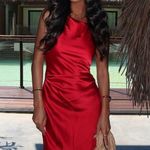 ZARA  dress Maxi  Red satin Lingerie Fitted wedding Party Photo 0