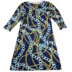 J. McLaughlin  Augusta Dress Catalina Cloth Blue Chain Link V-Neck Size M Photo 3