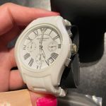 Emporio Armani NWOT Ceramic Vintage Chronograph White Dial Watch AR1403 MRP $545 Designer Luxury Photo 2