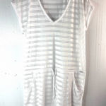 Calvin Klein  M White Perforated Pocketed V-Neck Swim Coverup Photo 0