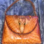 ECH Genuine Baby Aligator Embossed Tan Handbag Photo 0