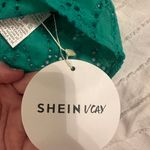 SheIn Green Strapless Eyelet Top Photo 2