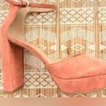 Banana Republic Sole Mate Platform Ankle Strap Heels in Pink Suede Leather Photo 0