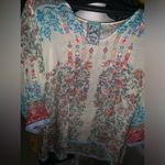 Johnny Was  V Neck Jade Embroidered Top M boho summer nwot printed blue designer Photo 3