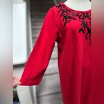 Chico's NEW Chico’s Beaded Embellished Scoop Neck Red Shift Dress Women’s 1/M/8 Holiday Photo 2