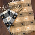 Elegant Heart and Checkered Scarf Set Photo 0