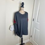 Very J NTM:  Thicker Charcoal Long Sleeve Top with 3D Rose Embroidery Sz XL Photo 5