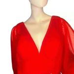 Gorgeous sexy v neck wedding gown long puffy sleeve. Red Size 12 Photo 10