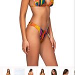 Cute B. Swim geometric micro bikini halter tie triangle swim beach top tropical Pink Size M Photo 6