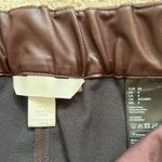 H&M Brown Faux Leather Wide Cropped Leg Pants Photo 4