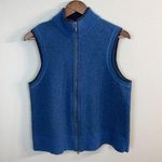 Duluth Trading Co Vest L Womens Blue Lambswool Cotton‎ Knit Full Zip Sleeveless Size L Photo 0