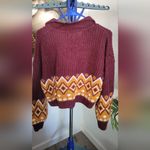 SO  Maroon & Gold Cropped Fair Isle Tie Up Sweater Size L Photo 13