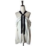 Proenza Schouler Shirt Women 6 Ivory Black Off The Shoulder Tie Neck Long Sleeve Photo 1