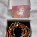 Riah Fashion Orange and Gold Beaded Bracelet Set Photo 0