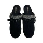 White Mountain Womens  Water Resistant Black Suede Clogs with Sweater Collar 6.5 Photo 5