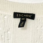 Escada Size XS Cream Silk Blend Open Knit Short Sleeve Belted Cardigan Top Photo 3