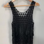 Crochet Lace Fringe Boho Fancy Top Black Photo 0
